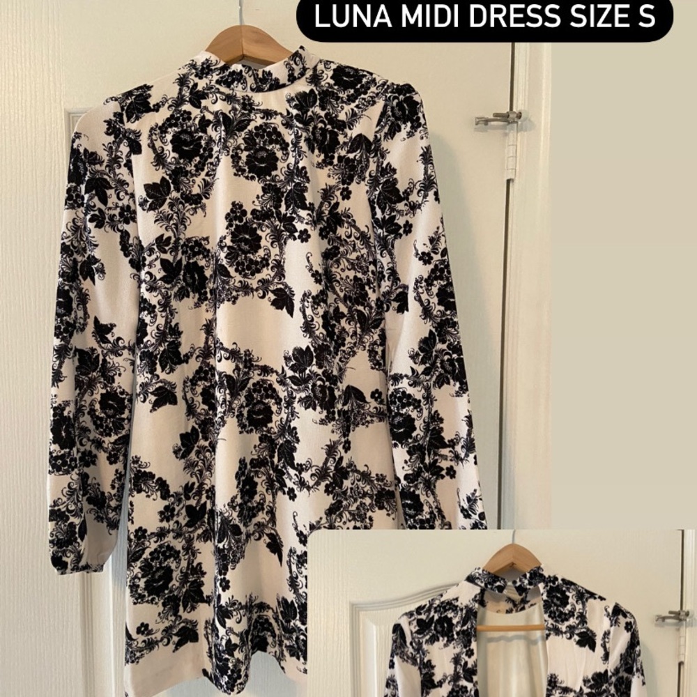 Luna Black and white dress open back